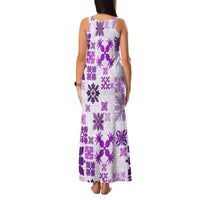 Vintage Hawaii Family Matching Tank Maxi Dress and Hawaiian Shirt Hawaiian Quilt Kapa Mismatch Purple - Wonder Print Shop