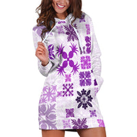 Vintage Hawaii Hoodie Dress Hawaiian Quilt Kapa Mismatch Purple - Wonder Print Shop