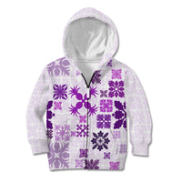 Vintage Hawaii Kid Hoodie Hawaiian Quilt Kapa Mismatch Purple - Wonder Print Shop