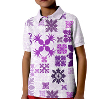 Vintage Hawaii Kid Polo Shirt Hawaiian Quilt Kapa Mismatch Purple - Wonder Print Shop