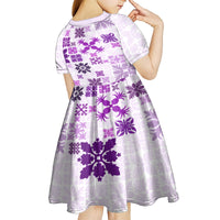 Vintage Hawaii Kid Short Sleeve Dress Hawaiian Quilt Kapa Mismatch Purple - Wonder Print Shop
