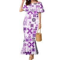 Vintage Hawaii Mermaid Dress Hawaiian Quilt Kapa Mismatch Purple - Wonder Print Shop