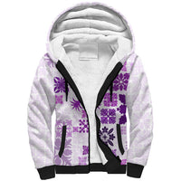 Vintage Hawaii Sherpa Hoodie Hawaiian Quilt Kapa Mismatch Purple - Wonder Print Shop
