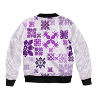 Vintage Hawaii Sleeve Zip Bomber Jacket Hawaiian Quilt Kapa Mismatch Purple - Wonder Print Shop