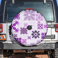 Vintage Hawaii Spare Tire Cover Hawaiian Quilt Kapa Mismatch Purple - Wonder Print Shop