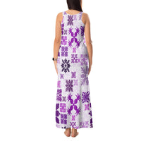 Vintage Hawaii Tank Maxi Dress Hawaiian Quilt Kapa Mismatch Purple - Wonder Print Shop