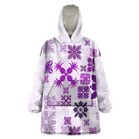 Vintage Hawaii Wearable Blanket Hoodie Hawaiian Quilt Kapa Mismatch Purple - Wonder Print Shop