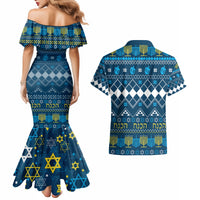 Happy Hanukkah Couples Matching Mermaid Dress and Hawaiian Shirt Love and Lights Menorah LT7 - Wonder Print Shop