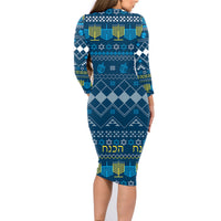 Happy Hanukkah Family Matching Long Sleeve Bodycon Dress and Hawaiian Shirt Love and Lights Menorah LT7 - Wonder Print Shop