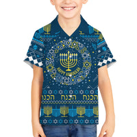 Happy Hanukkah Family Matching Off Shoulder Long Sleeve Dress and Hawaiian Shirt Love and Lights Menorah - Wonder Print Shop