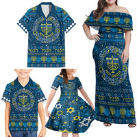 Happy Hanukkah Family Matching Off Shoulder Maxi Dress and Hawaiian Shirt Love and Lights Menorah LT7 - Wonder Print Shop