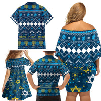 Happy Hanukkah Family Matching Off Shoulder Short Dress and Hawaiian Shirt Love and Lights Menorah LT7 - Wonder Print Shop