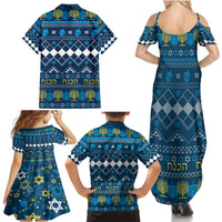 Happy Hanukkah Family Matching Summer Maxi Dress and Hawaiian Shirt Love and Lights Menorah - Wonder Print Shop