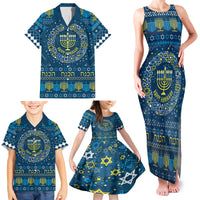 Happy Hanukkah Family Matching Tank Maxi Dress and Hawaiian Shirt Love and Lights Menorah - Wonder Print Shop