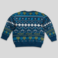 Happy Hanukkah Kid Ugly Christmas Sweater Love and Lights Menorah - Wonder Print Shop