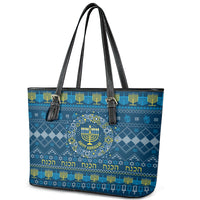 Happy Hanukkah Leather Tote Bag Love and Lights Menorah - Wonder Print Shop