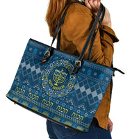 Happy Hanukkah Leather Tote Bag Love and Lights Menorah - Wonder Print Shop