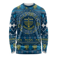 Happy Hanukkah Long Sleeve Shirt Love and Lights Menorah - Wonder Print Shop