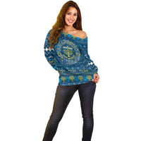 Happy Hanukkah Off Shoulder Sweater Love and Lights Menorah - Wonder Print Shop
