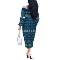 Happy Hanukkah Off The Shoulder Long Sleeve Dress Love and Lights Menorah - Wonder Print Shop