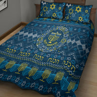 Happy Hanukkah Quilt Bed Set Love and Lights Menorah - Wonder Print Shop