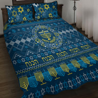 Happy Hanukkah Quilt Bed Set Love and Lights Menorah - Wonder Print Shop