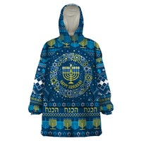 Happy Hanukkah Wearable Blanket Hoodie Love and Lights Menorah - Wonder Print Shop