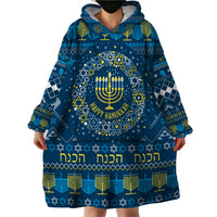 Happy Hanukkah Wearable Blanket Hoodie Love and Lights Menorah - Wonder Print Shop