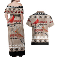 Christmas Cardinal Birds Couples Matching Off Shoulder Maxi Dress and Hawaiian Shirt Cardinals Appear When Loved Ones Are Near LT7 - Wonder Print Shop