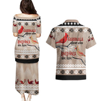 Christmas Cardinal Birds Couples Matching Puletasi Dress and Hawaiian Shirt Cardinals Appear When Loved Ones Are Near LT7 - Wonder Print Shop