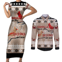 Christmas Cardinal Birds Couples Matching Short Sleeve Bodycon Dress and Long Sleeve Button Shirt Cardinals Appear When Loved Ones Are Near LT7 - Wonder Print Shop