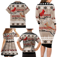 Christmas Cardinal Birds Family Matching Long Sleeve Bodycon Dress and Hawaiian Shirt Cardinals Appear When Loved Ones Are Near LT7 - Wonder Print Shop