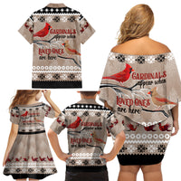 Christmas Cardinal Birds Family Matching Off Shoulder Short Dress and Hawaiian Shirt Cardinals Appear When Loved Ones Are Near LT7 - Wonder Print Shop