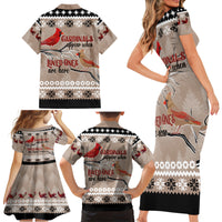 Christmas Cardinal Birds Family Matching Short Sleeve Bodycon Dress and Hawaiian Shirt Cardinals Appear When Loved Ones Are Near - Wonder Print Shop