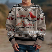 Christmas Cardinal Birds Kid Ugly Christmas Sweater Cardinals Appear When Loved Ones Are Near - Wonder Print Shop