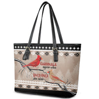 Christmas Cardinal Birds Leather Tote Bag Cardinals Appear When Loved Ones Are Near - Wonder Print Shop