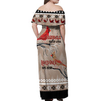 Chrismas Cardinal Birds Off Shoulder Maxi Dress Cardinals Appear When Loved Ones Are Near - Wonder Print Shop