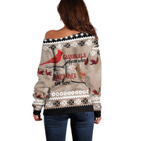 Chrismas Cardinal Birds Off Shoulder Sweater Cardinals Appear When Loved Ones Are Near - Wonder Print Shop