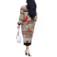 Chrismas Cardinal Birds Off The Shoulder Long Sleeve Dress Cardinals Appear When Loved Ones Are Near - Wonder Print Shop