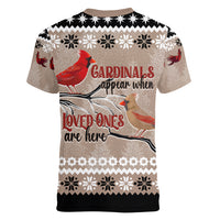 Chrismas Cardinal Birds Women V Neck T Shirt Cardinals Appear When Loved Ones Are Near - Wonder Print Shop
