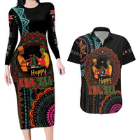 Happy Kwanzaa African Couples Matching Long Sleeve Bodycon Dress and Hawaiian Shirt Mandala Mix Nguzo Saba LT7 - Wonder Print Shop