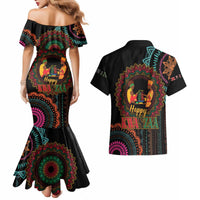 Happy Kwanzaa African Couples Matching Mermaid Dress and Hawaiian Shirt Mandala Mix Nguzo Saba LT7 - Wonder Print Shop