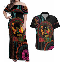 Happy Kwanzaa African Couples Matching Off Shoulder Maxi Dress and Hawaiian Shirt Mandala Mix Nguzo Saba LT7 - Wonder Print Shop