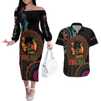 Happy Kwanzaa African Couples Matching Off The Shoulder Long Sleeve Dress and Hawaiian Shirt Mandala Mix Nguzo Saba LT7 - Wonder Print Shop