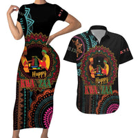 Happy Kwanzaa African Couples Matching Short Sleeve Bodycon Dress and Hawaiian Shirt Mandala Mix Nguzo Saba LT7 - Wonder Print Shop