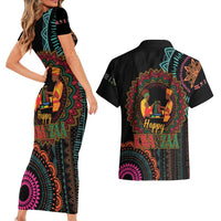 Happy Kwanzaa African Couples Matching Short Sleeve Bodycon Dress and Hawaiian Shirt Mandala Mix Nguzo Saba LT7 - Wonder Print Shop