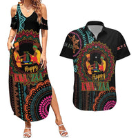 Happy Kwanzaa African Couples Matching Summer Maxi Dress and Hawaiian Shirt Mandala Mix Nguzo Saba LT7 - Wonder Print Shop