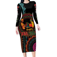 Happy Kwanzaa African Family Matching Long Sleeve Bodycon Dress and Hawaiian Shirt Mandala Mix Nguzo Saba LT7 - Wonder Print Shop