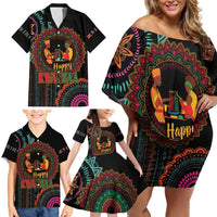Happy Kwanzaa African Family Matching Off Shoulder Short Dress and Hawaiian Shirt Mandala Mix Nguzo Saba LT7 - Wonder Print Shop