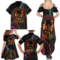 Happy Kwanzaa African Family Matching Summer Maxi Dress and Hawaiian Shirt Mandala Mix Nguzo Saba - Wonder Print Shop
